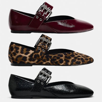 June Women's Leopard Flats - full-length view
