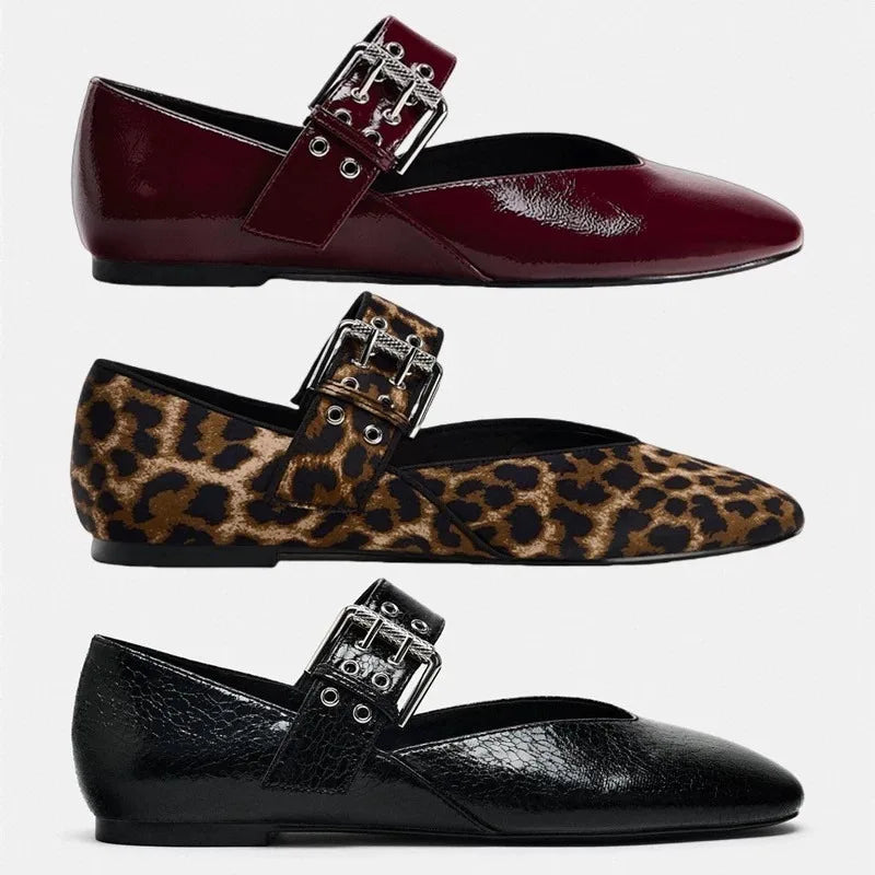 June Women's Leopard Flats - full-length view