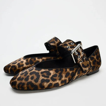 June Women's Leopard Flats - close-up detail