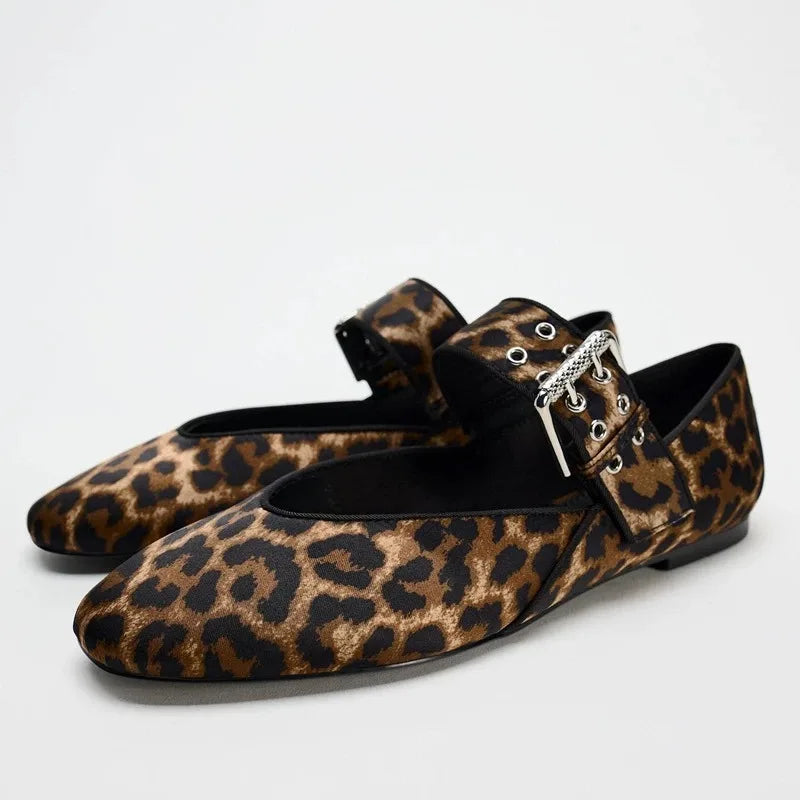 June Women's Leopard Flats - close-up detail