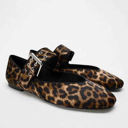 June Women's Leopard Flats - front view