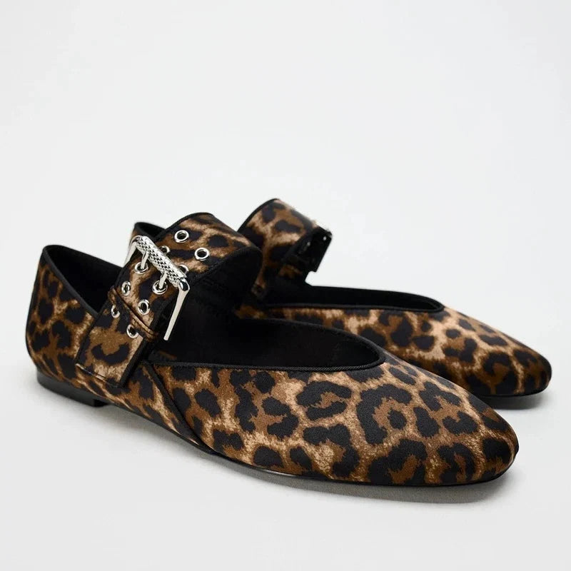 June Women's Leopard Flats - front view
