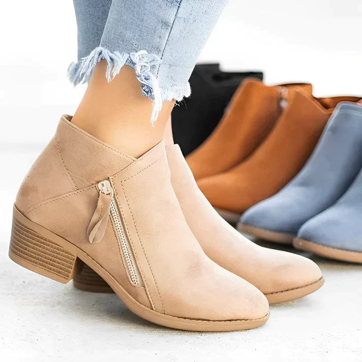 Edith Women's Suede Boots | Pointed Toe, Zipper