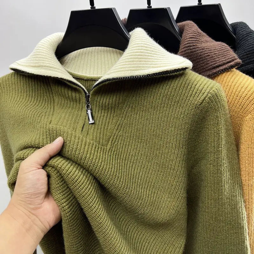 Felix Men's Ribbed Knit Sweater - fabric and finish detail