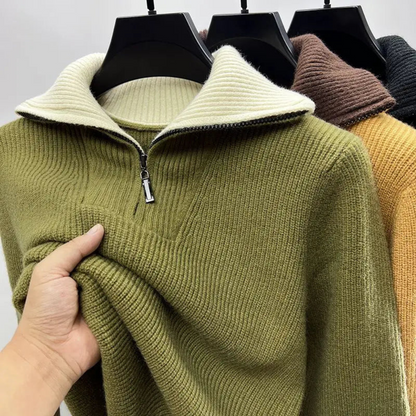 Felix Men's Ribbed Knit Sweater - fabric and finish detail
