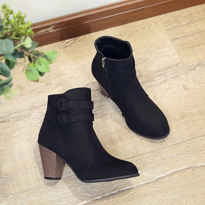 Vienna Women's Block Heel Boots - fabric and finish detail