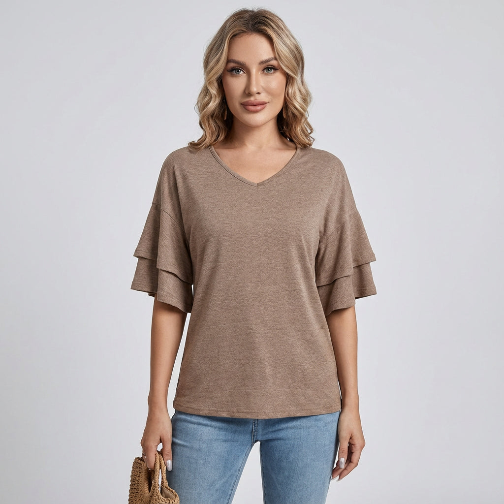 Blusa para Mujer Rina | Mangas con Volantes, Diseño de Escote en V