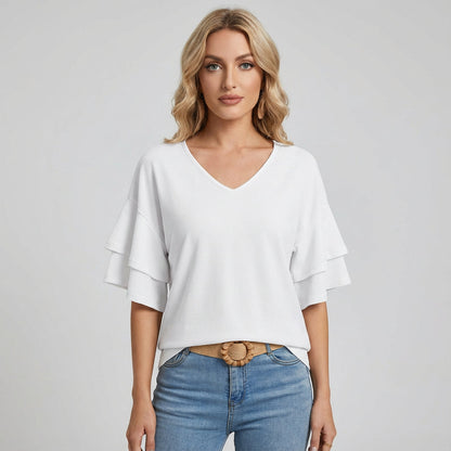 Blusa para Mujer Rina | Mangas con Volantes, Diseño de Escote en V