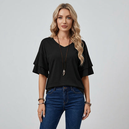 Blusa para Mujer Rina | Mangas con Volantes, Diseño de Escote en V