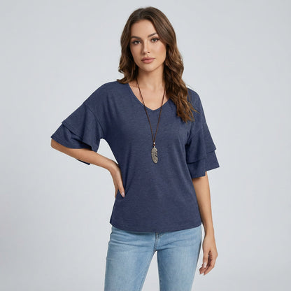 Blusa para Mujer Rina | Mangas con Volantes, Diseño de Escote en V