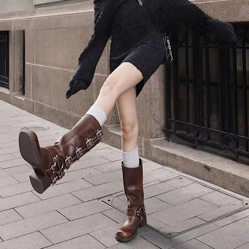 Rosa Women's Cowboy Boots | Leather Chunky Heel, Round Toe 2