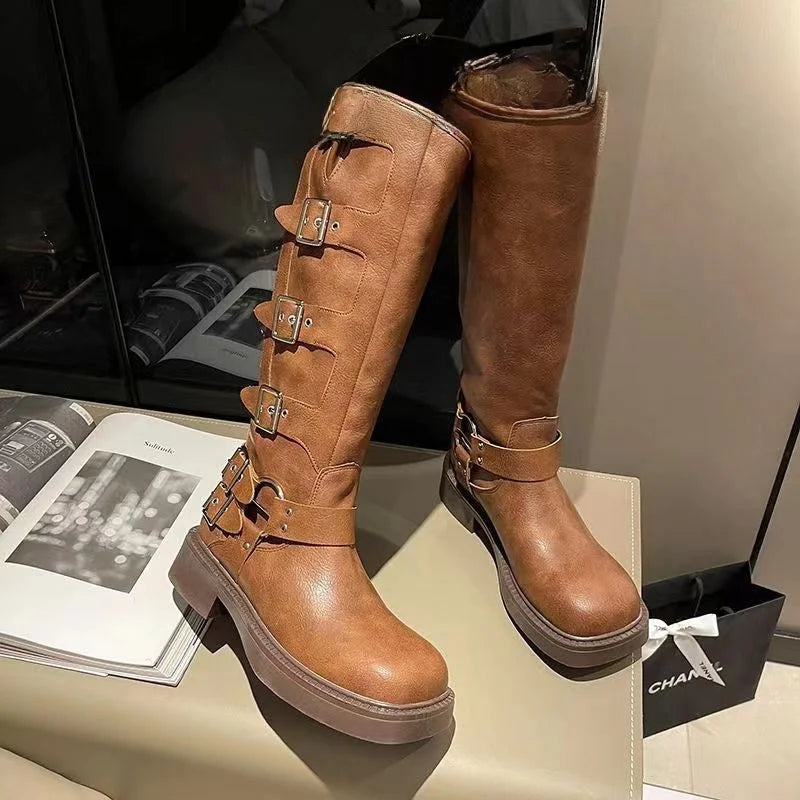 Rosa Women's Cowboy Boots | Leather Chunky Heel, Round Toe 4