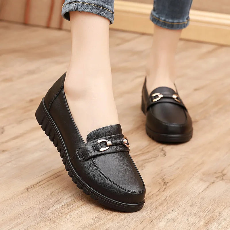 Ruby Women's Loafers | Faux Leather, Low Heel, Round Toe