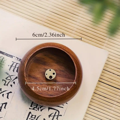 Solid Wood Incense Stick Holder with Brass Insert