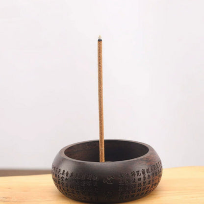Solid Wood Incense Stick Holder with Brass Insert