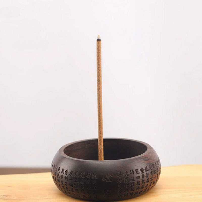 Solid Wood Incense Stick Holder with Brass Insert