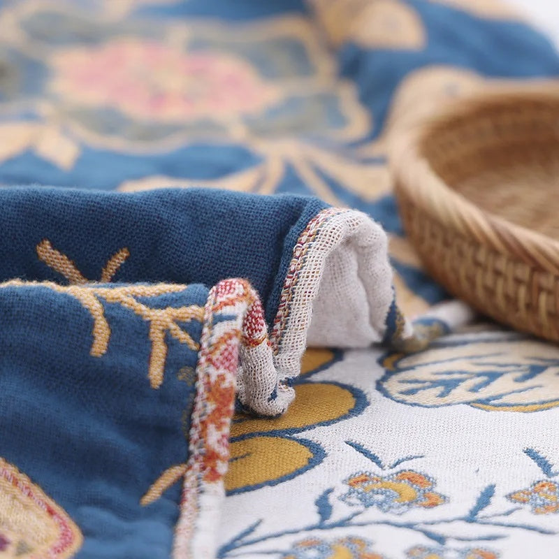 Rustic Artistic Flora | Cotton Throw Blanket with Reversible Floral Design | Elegant Home Accent for All-Season Comfort 6
