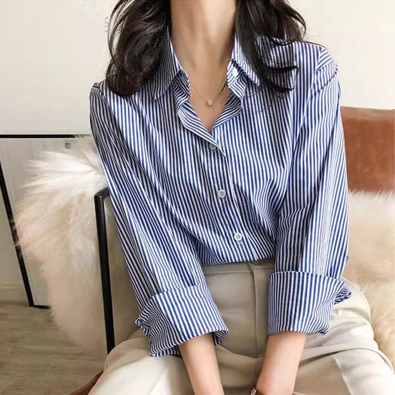 Mira Women's Striped Blouse - back view