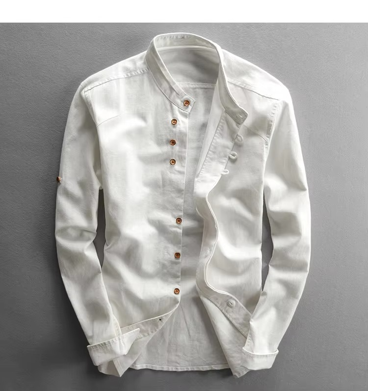 Cormac Men's Linen Shirt | Retro, Stand Collar, Cotton