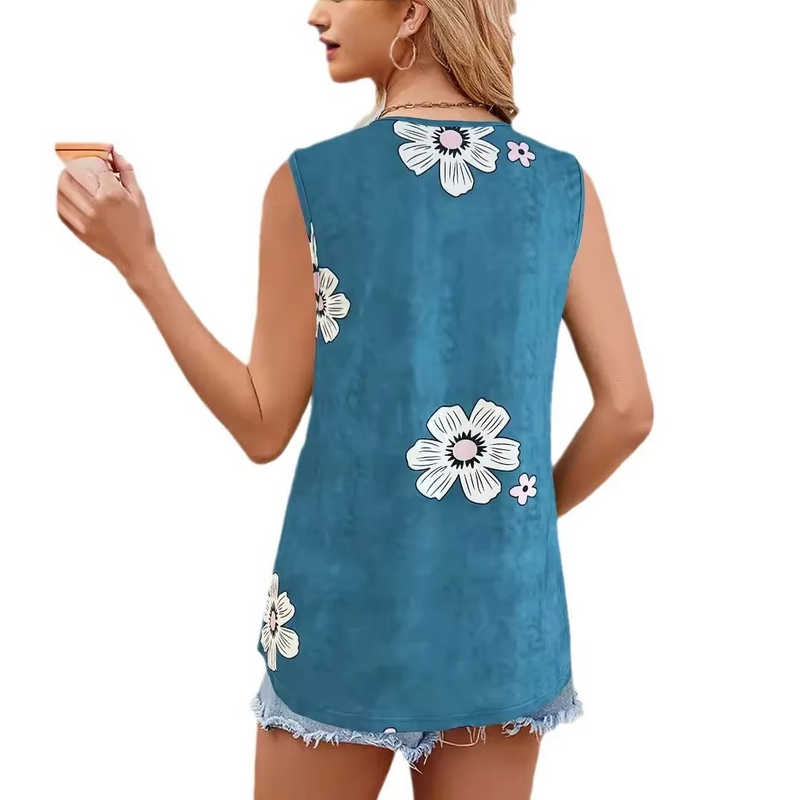 Ulla Women's Floral Vest - fabric and finish detail