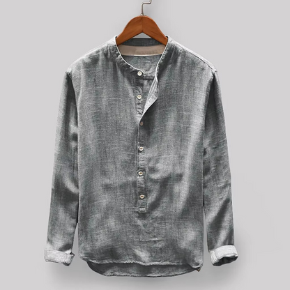 Reuben Men's Linen Shirt - fabric and finish detail