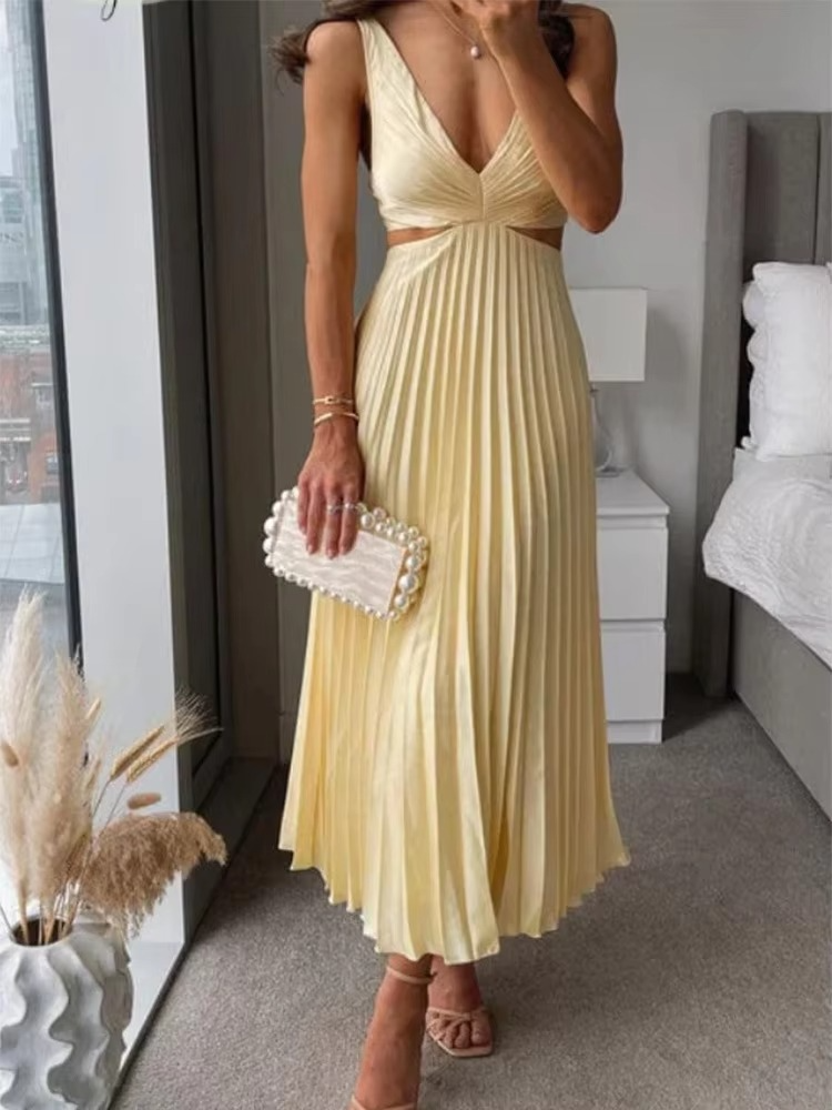 Dahlia Women's Pleated Maxi Dress - front view