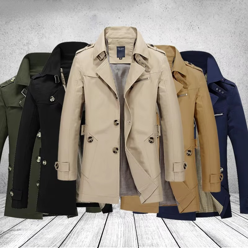 Ezra Men's Trench Coat - close-up detail