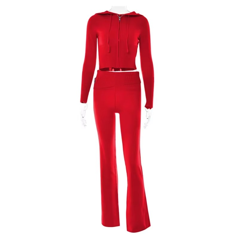 Kaia Women's Ribbed Knit Trousers - flat lay