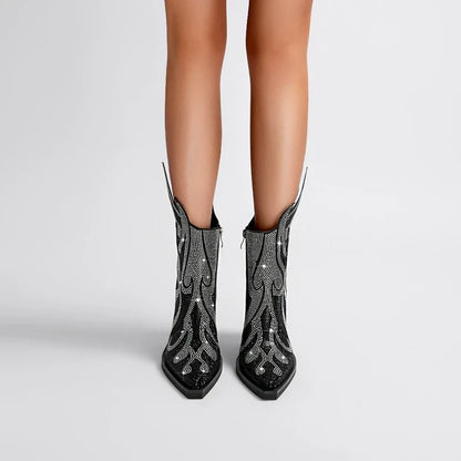Thea Women's Block Heel Ankle Boots - close-up detail