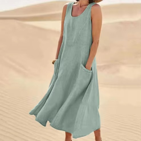 Romy Women's Linen Maxi Dress - close-up detail