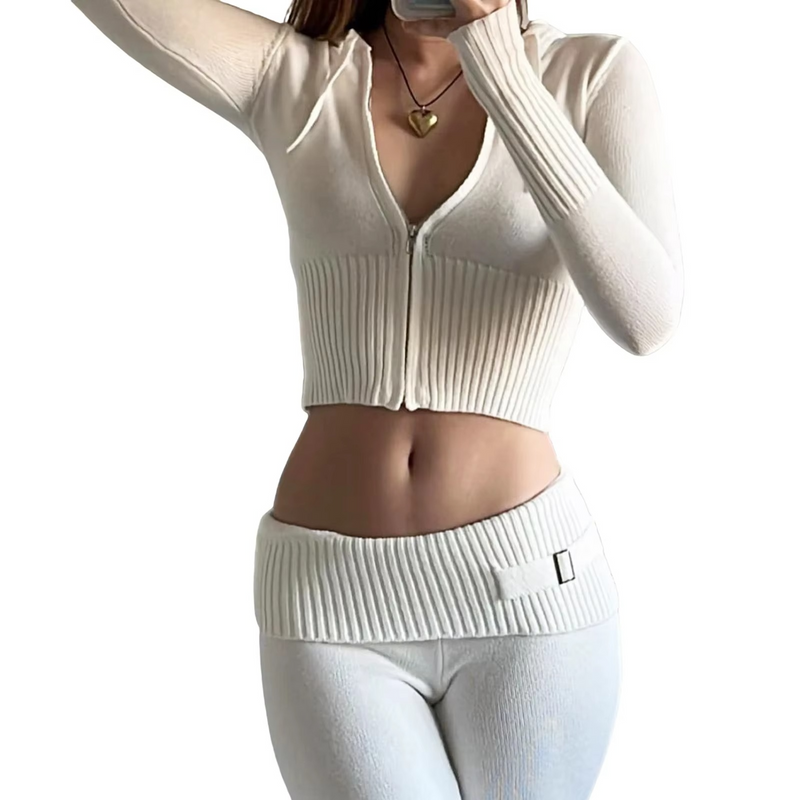 Kaia Women's Ribbed Knit Trousers - shown in use