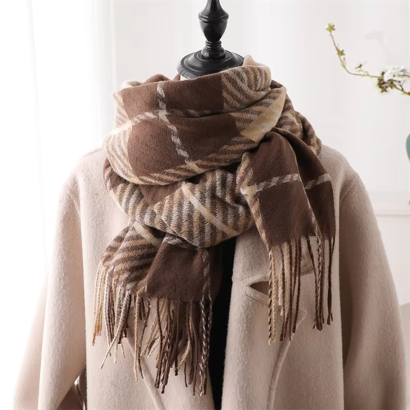 Tallulah Women's Plaid Scarf - styled view