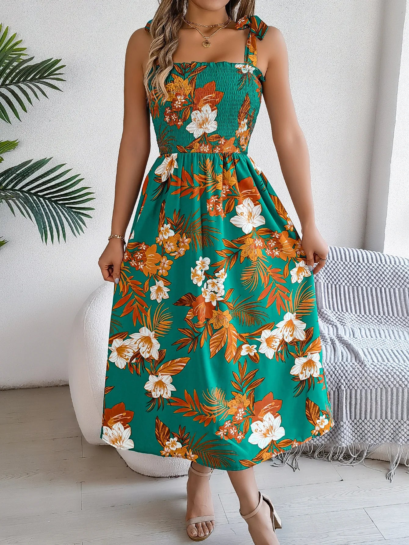 Rosa Women's Floral Floral Sundress - styled view
