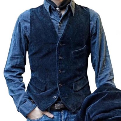 Tobias Men's Vest - fabric and finish detail