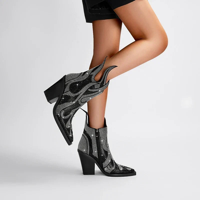 Thea Women's Block Heel Ankle Boots - full-length view