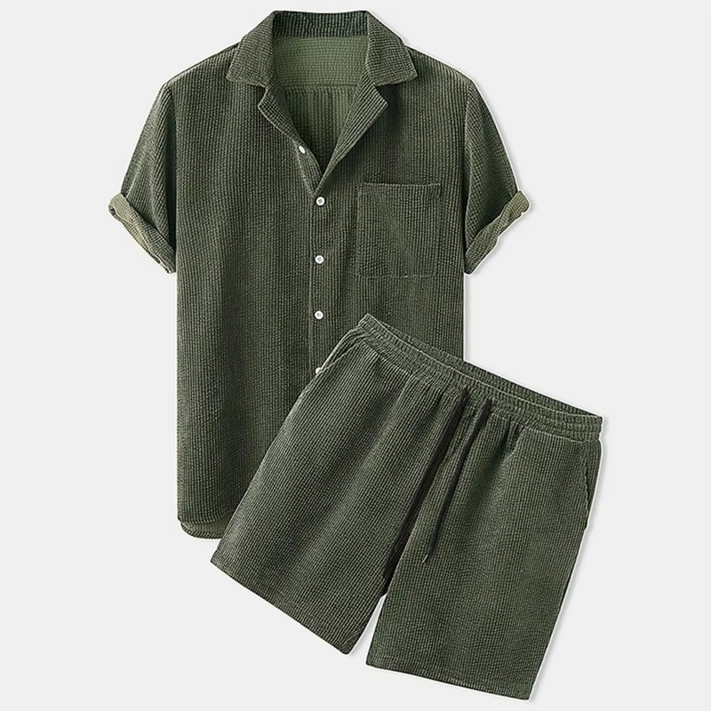 Kester Men's Shorts | Corduroy, Lapel, Short Sleeve