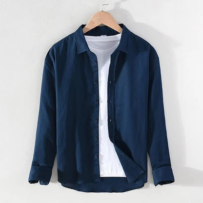 Vance Men's Linen Shirt - fabric and finish detail