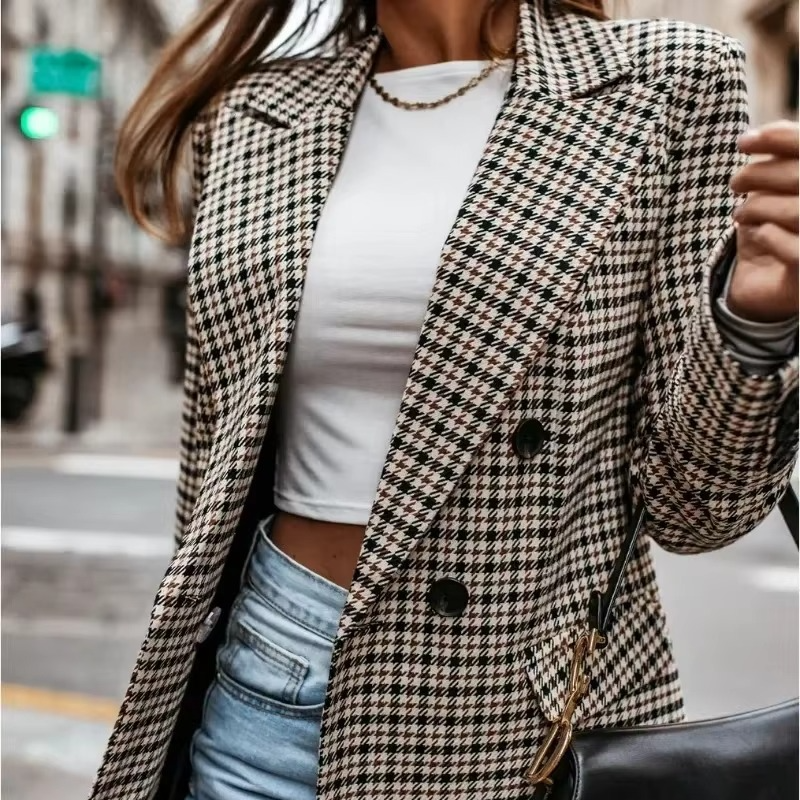 Elena Women's Plaid Blazer - back view