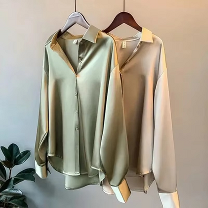Nora Women's Satin Blouse - shown in use