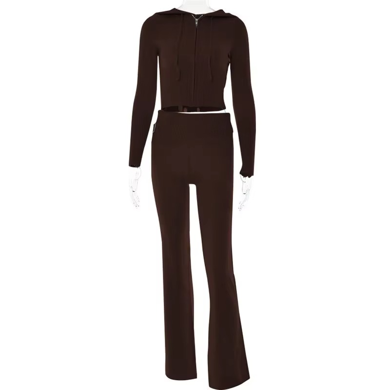 Kaia Women's Ribbed Knit Trousers - fabric and finish detail