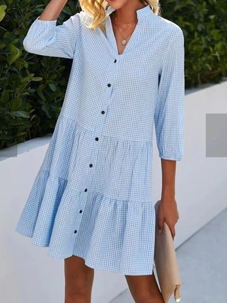 Maya Women's Plaid Shirt Dress - styled view