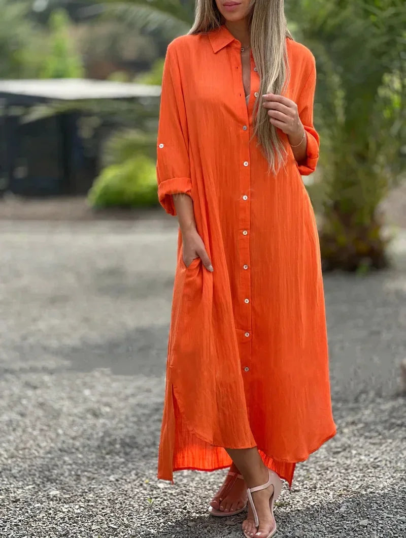 Willa Women's Shirt Dress - fabric and finish detail