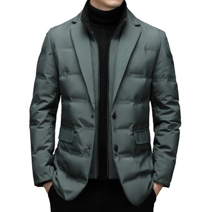 Ezra Men's Quilted Coat - fabric and finish detail