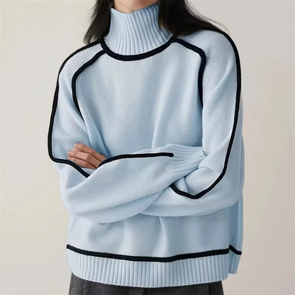Lena Women's Striped Sweater - fabric and finish detail
