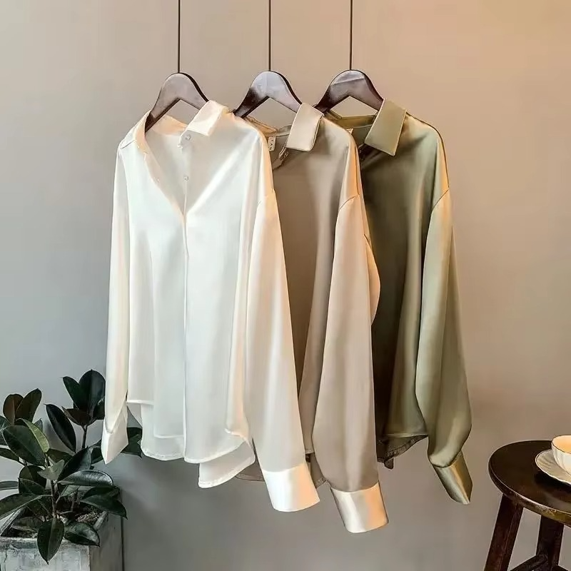 Nora Women's Satin Blouse - full-length view