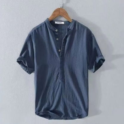 Lachlan Men's Linen Shirt - fabric and finish detail