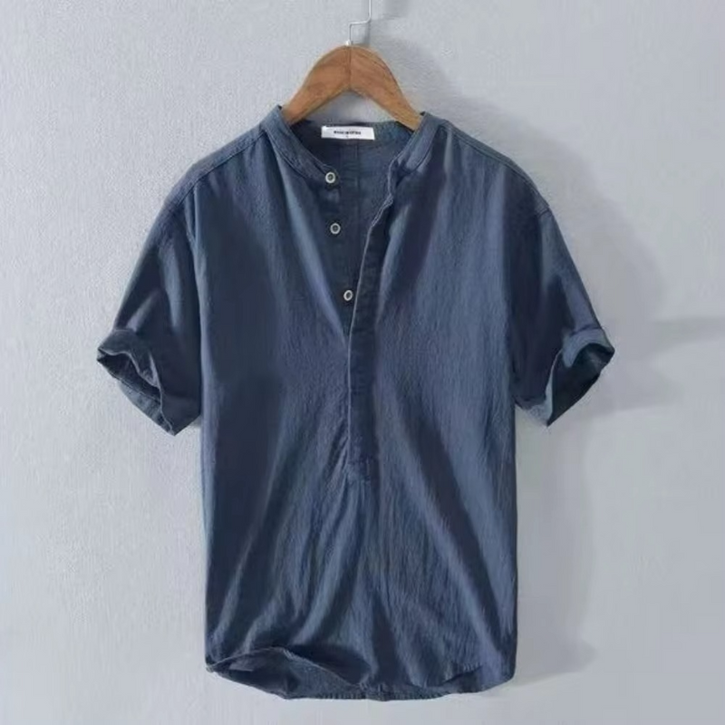 Lachlan Men's Linen Shirt - fabric and finish detail