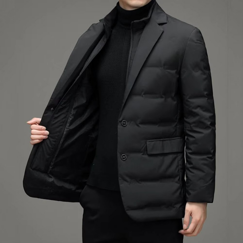 Ezra Men's Quilted Coat - full-length view