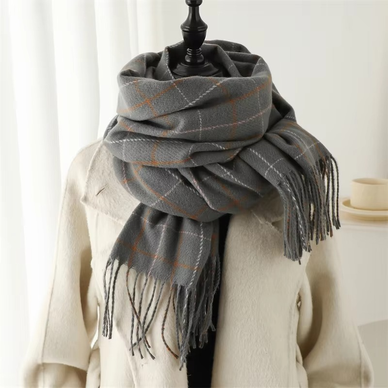 Tallulah Women's Plaid Scarf - fabric and finish detail