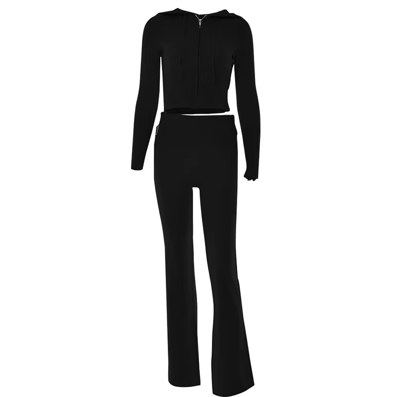 Kaia Women's Ribbed Knit Trousers - styled view